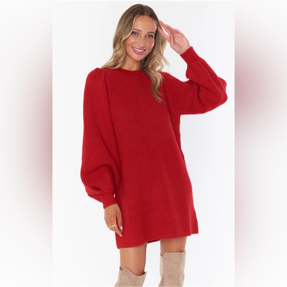 Never worn SHOW ME YOUR MUMU DIXON SWEATER DRESS - RED KNIT